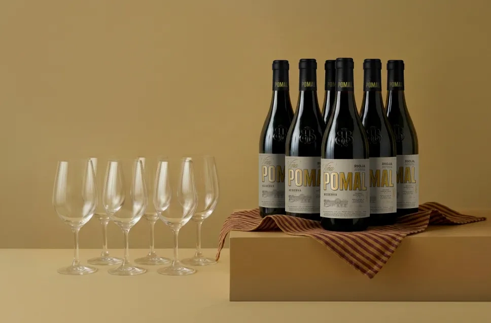 Botellas de Viña Pomal Reserva con copas de regalo