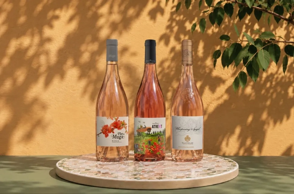 Botellas de vino rosado para primavera