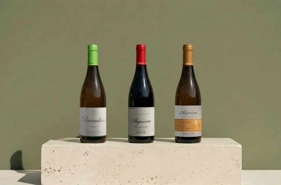 Botellas de vino de la bodega Algueira