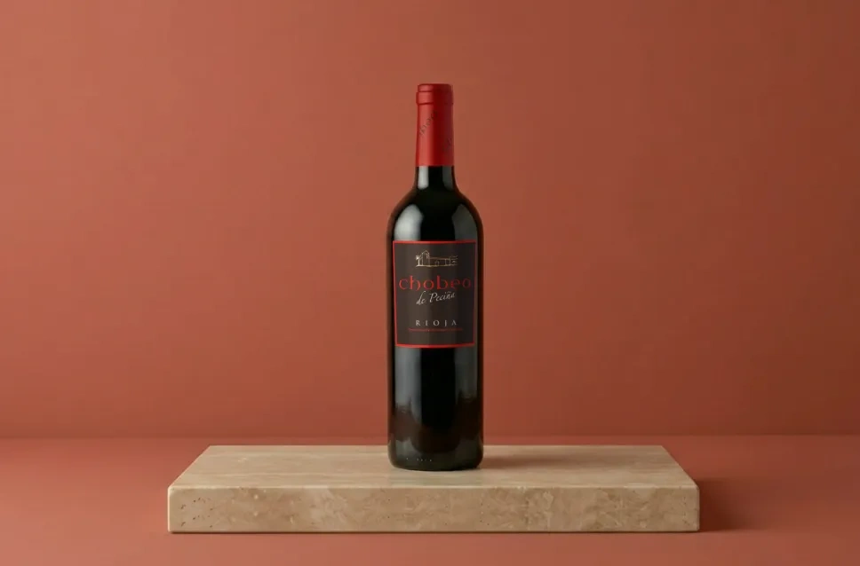 Botella de vino Chobeo de Peciña 2014