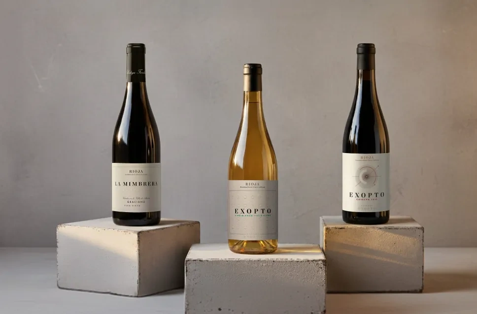 Botellas de vino de la bodega Exopto