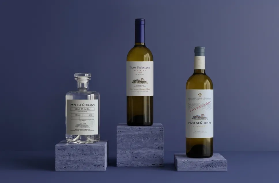 Botellas de vino de la bodega Pazo de Señorans