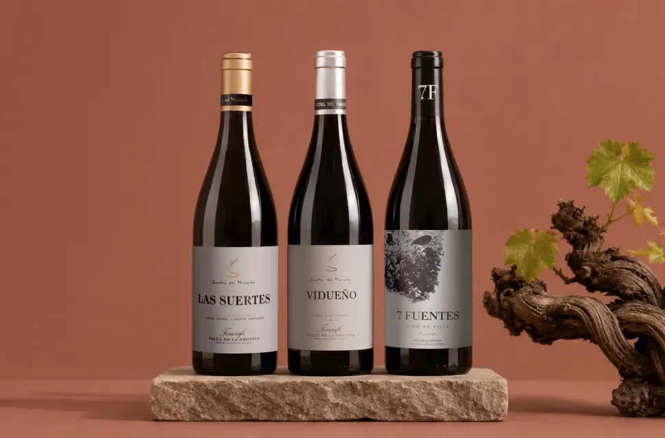 Botellas de vino de la bodega Suertes del Marqués