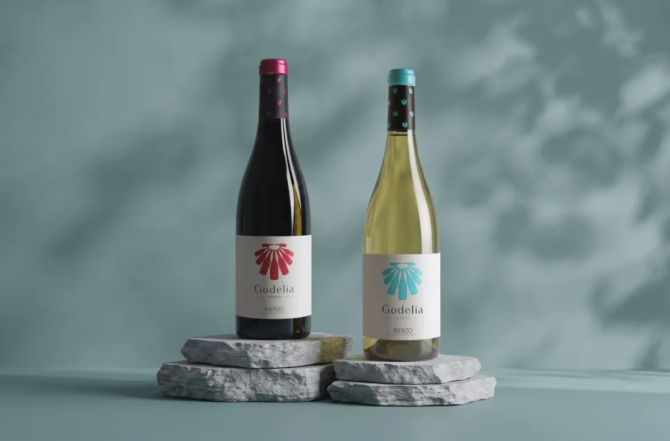 Botellas de vino de la bodega Godelia