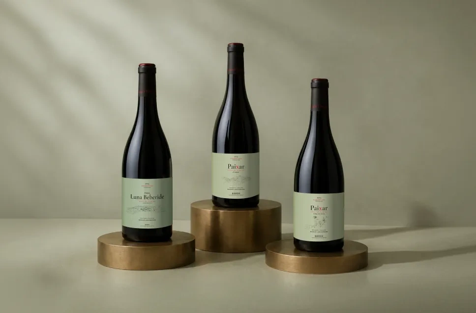 Botellas de vino de la bodega Luna Beberide