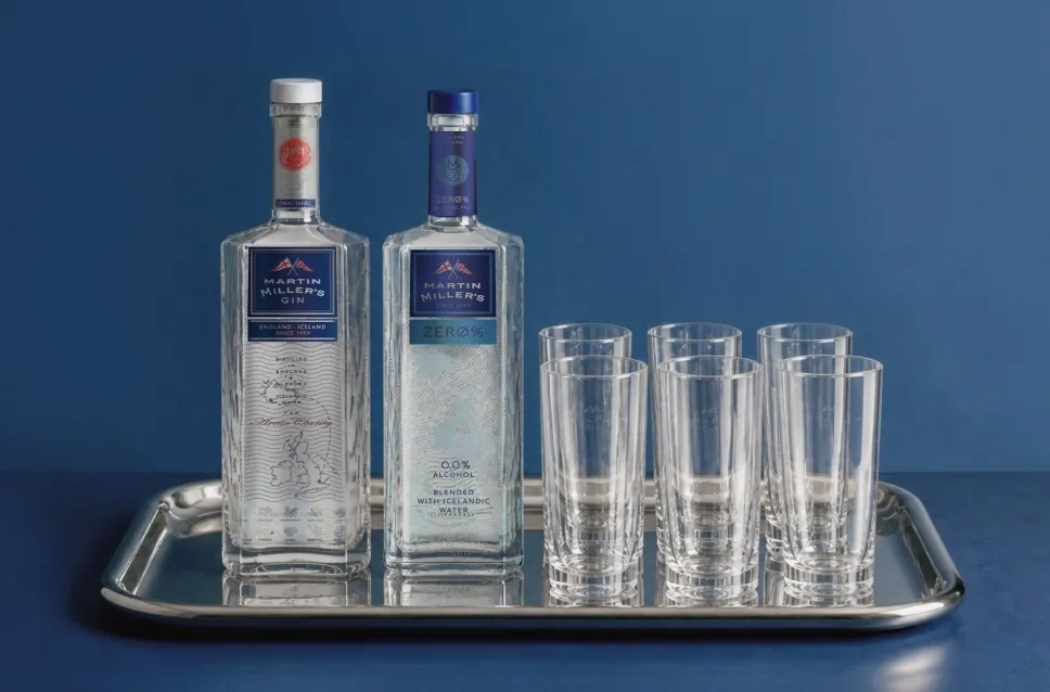 Pack botellas de Martin Miller's Gin y Martin Miller's Zero con vasos de regalo