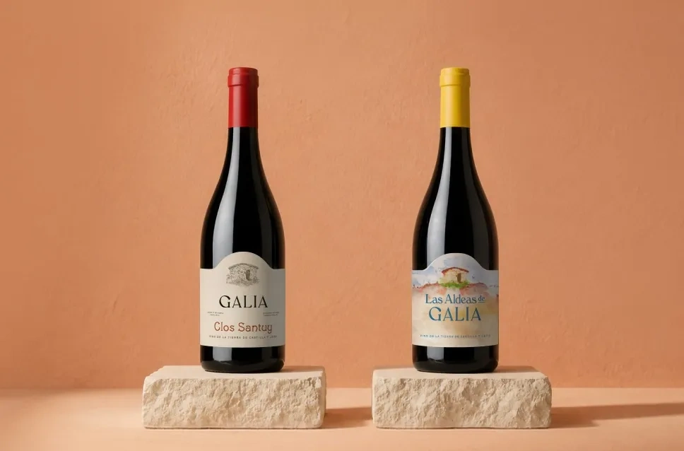 Botellas de vino de la bodega Galia Soriana