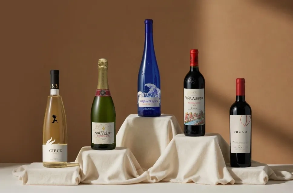 Botellas de vino y champagne con descuento