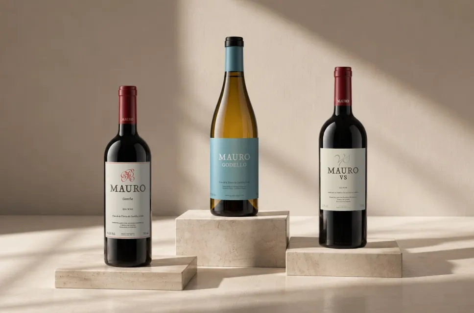 Botellas de vino de la bodega Mauro