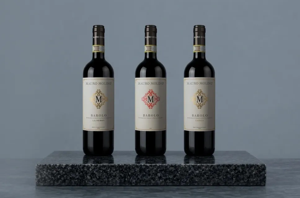 Botellas de vino de la bodega Mauro Molino