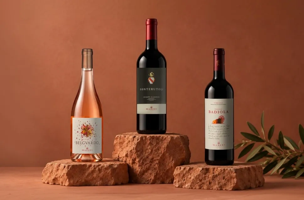 Botellas de vino de la bodega Mazzei