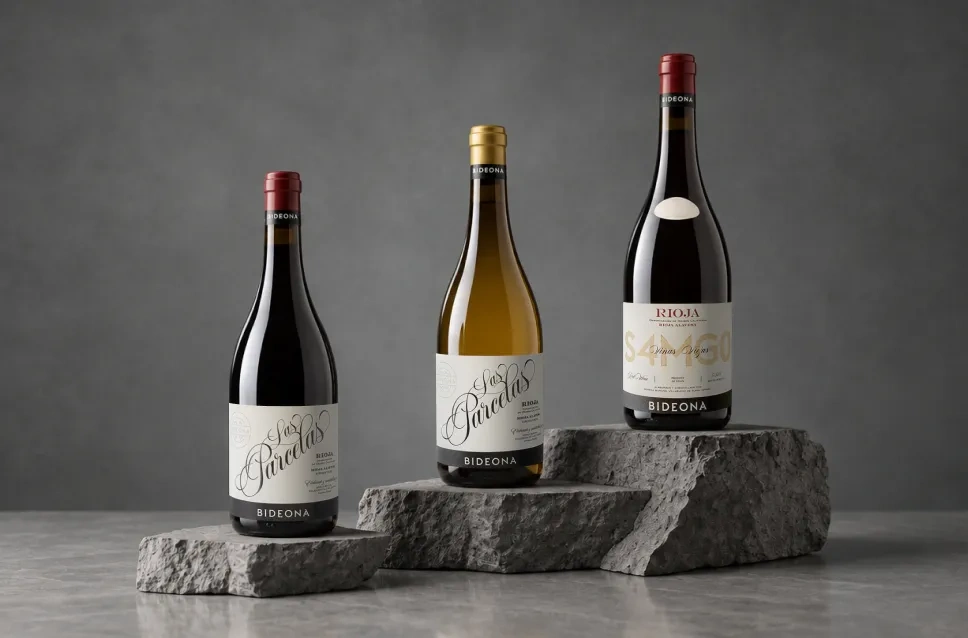 Botellas de vino de la bodega Bideona
