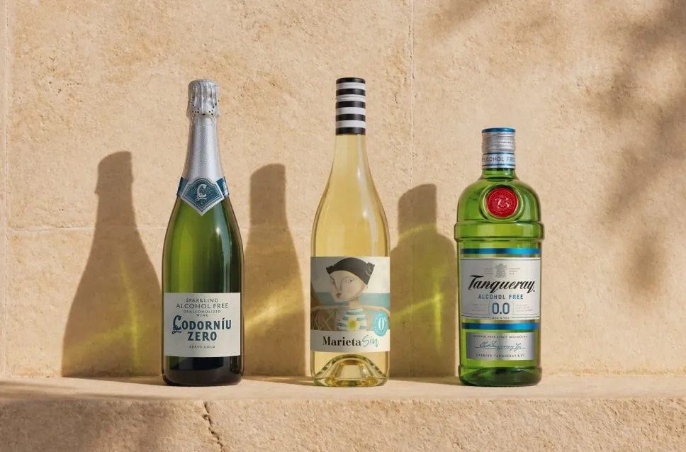 Botellas de vino sin alcohol