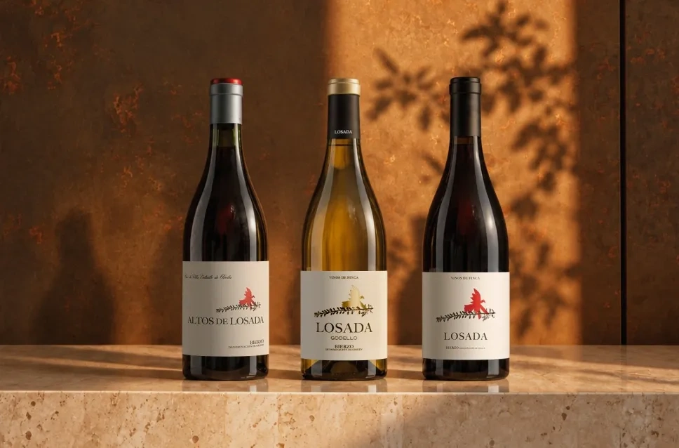 Botellas de vino de la bodega Losada