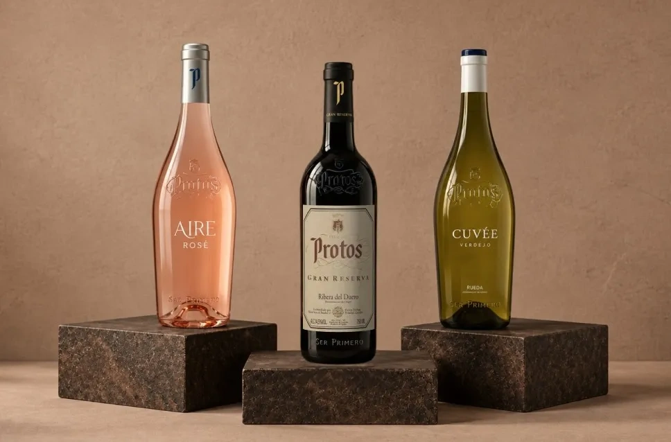 Botellas de vino de la bodega Protos