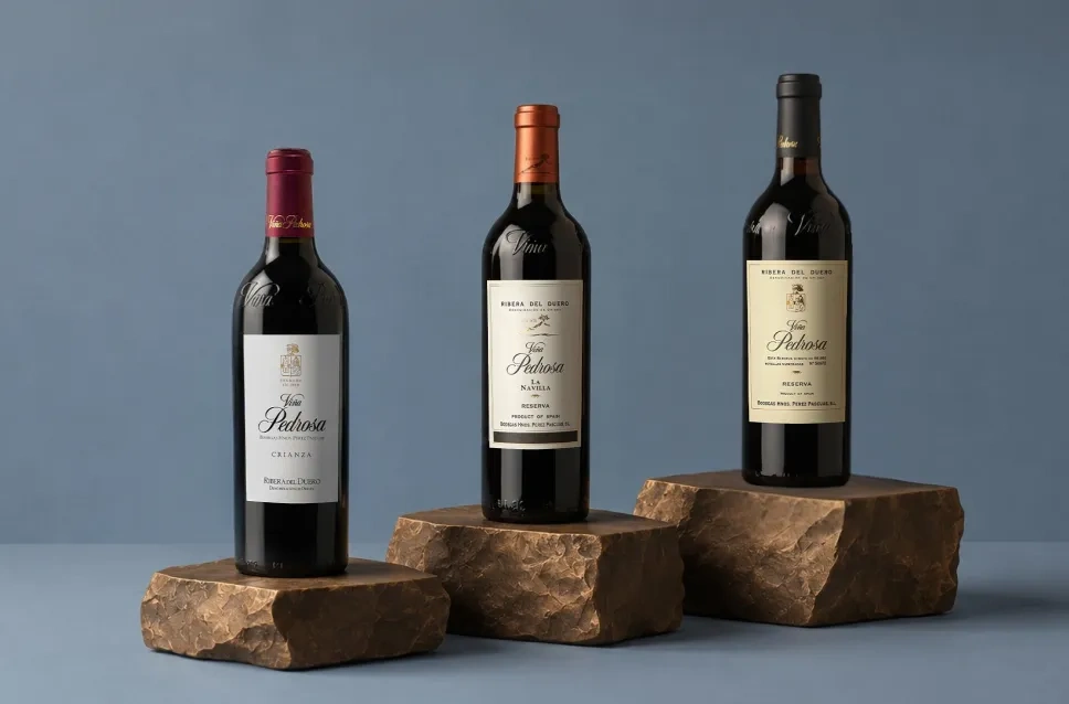 Botellas de vino de la bodega Viña Pedrosa