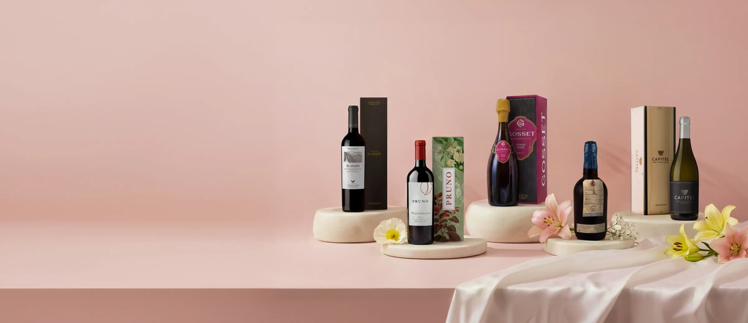 Botellas de vino y estuches para regalo del Día de la Madre