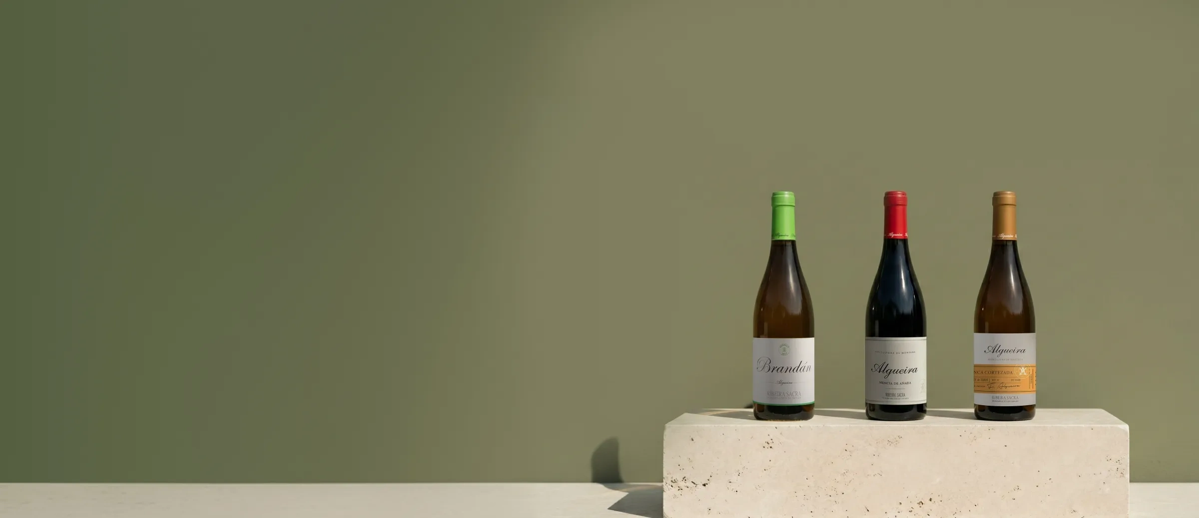 Botellas de vino de la bodega Algueira