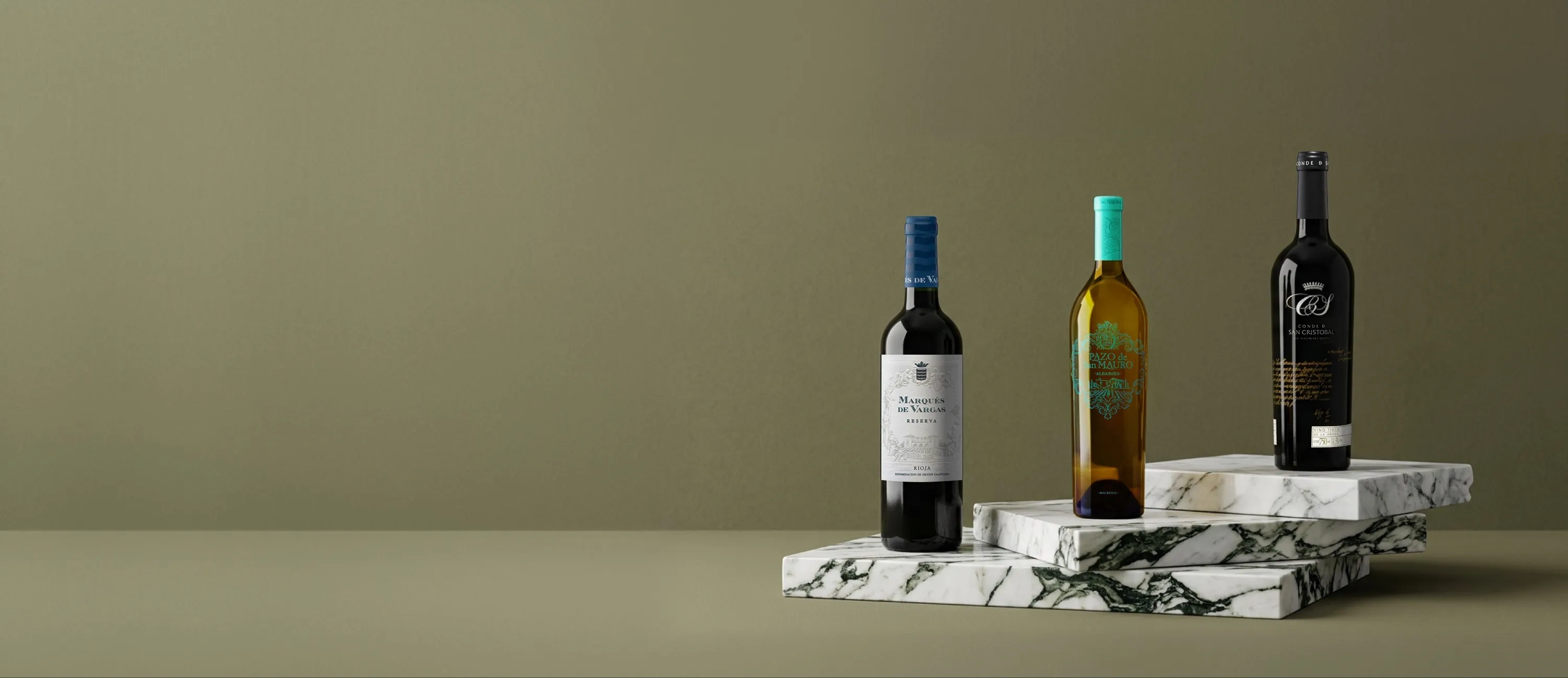 Botellas de vino de las bodegas y viñedos Marqués de Vargas