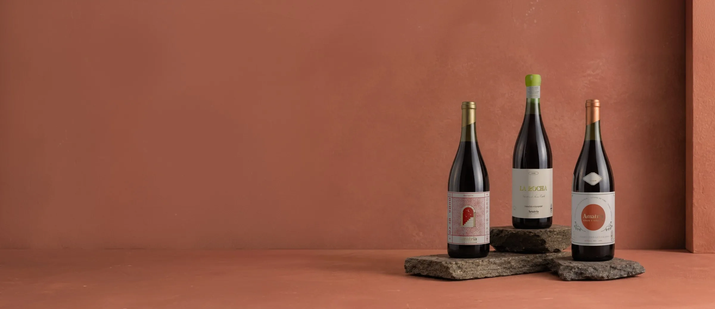 Botellas de vino de la bodega Amatria