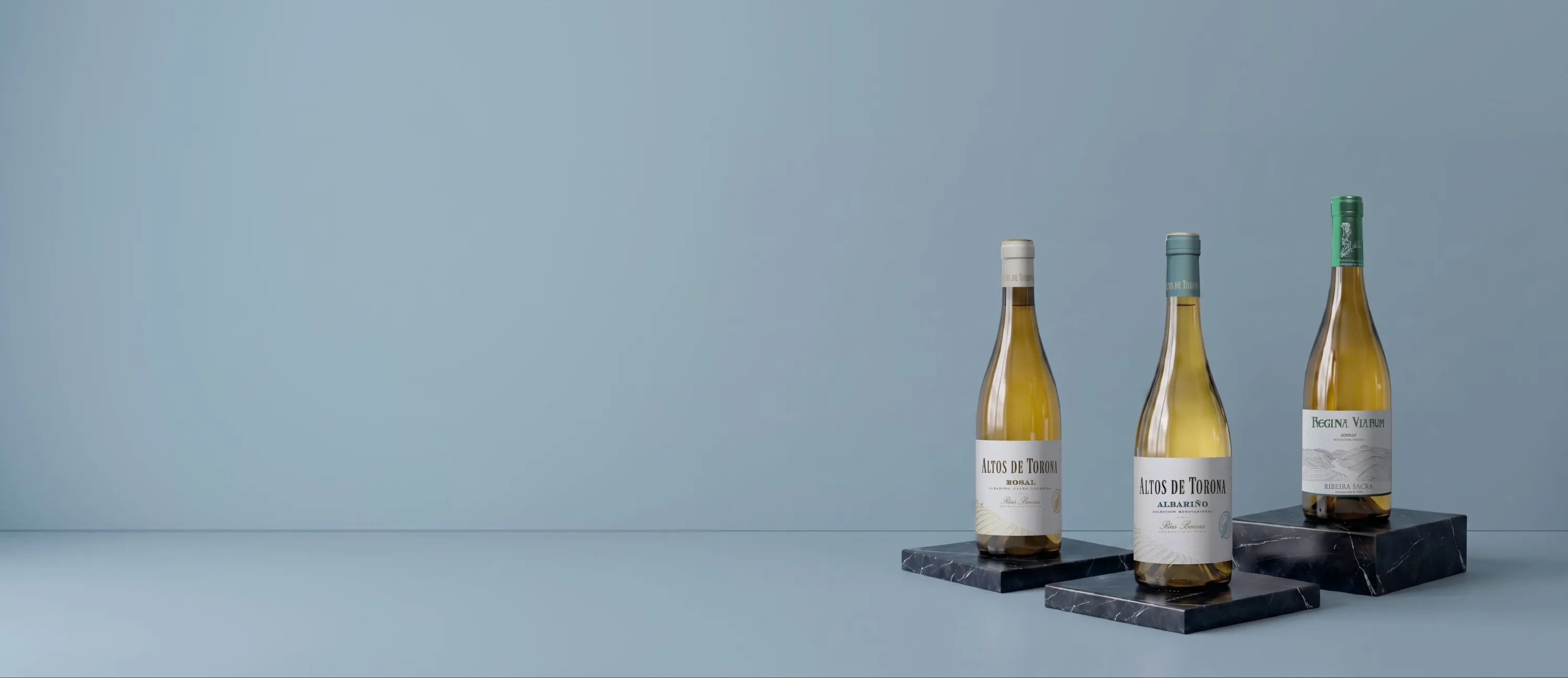 Botellas de vino de las bodegas Regina Viarum y Altos de Torona
