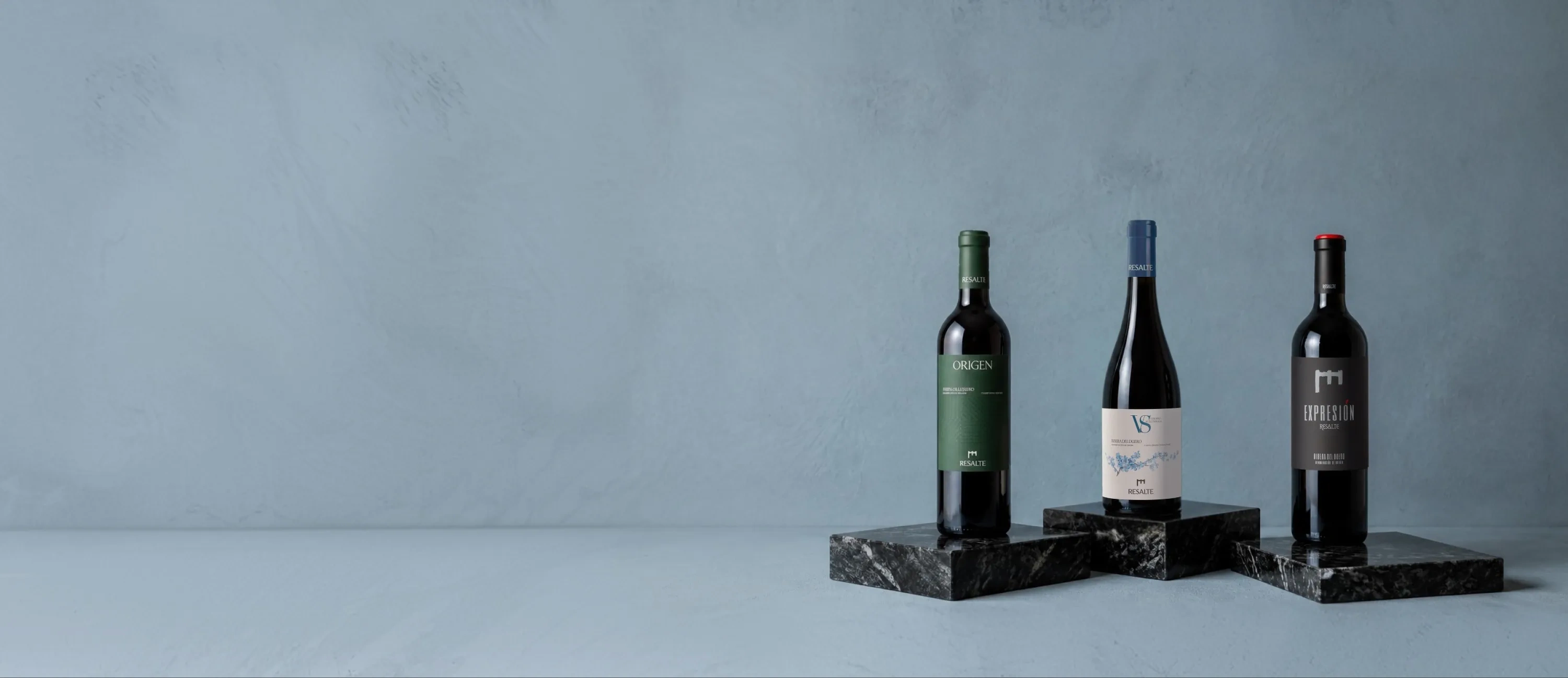 Botellas de vino de la bodega Resalte de Peñafiel