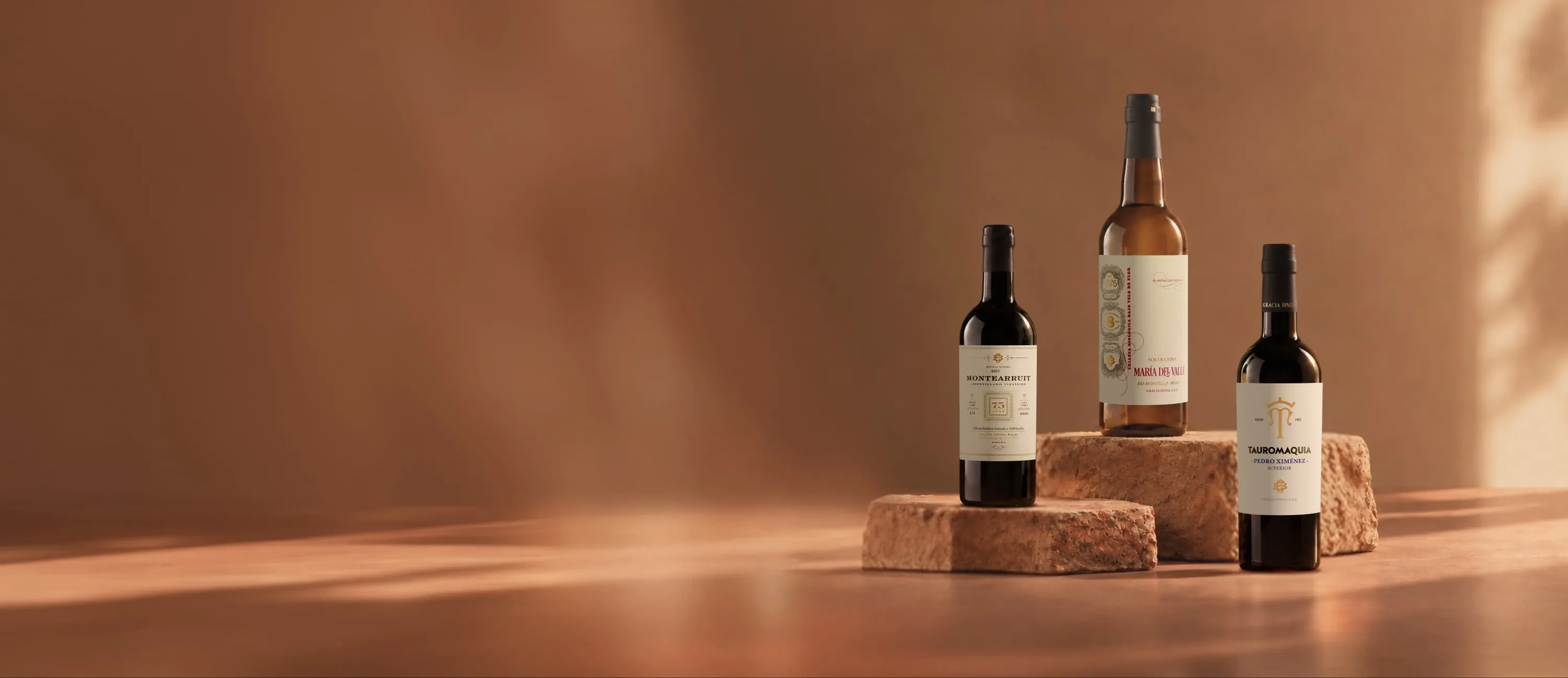 Botellas de vino de la bodega Gracia Hermanos