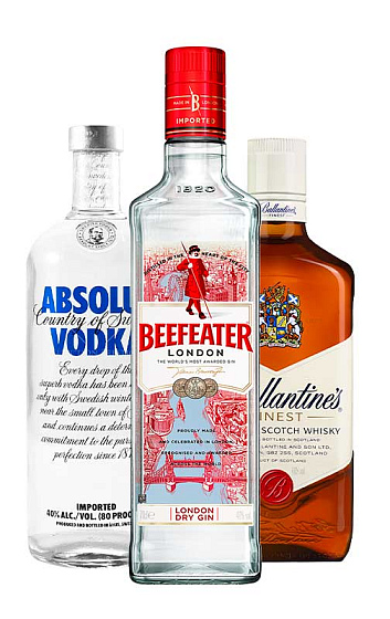 Ballantines Finest + Beefeater + Absolut Vodka