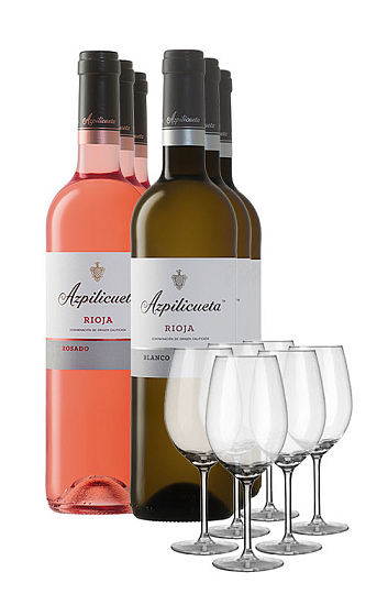 Producto: Pack Azpilicueta Blanco (x3) + Azpilicueta Rosado (x3) + Copas de regalo (x6)