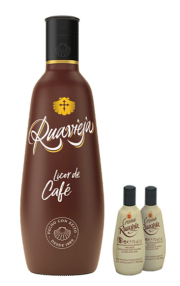Licor de café Ruavieja con 2 botellas de Crema Ruavieja Mini de regalo