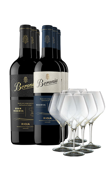 Producto: Pack Beronia Reserva 2017 y Gran Reserva 2014 con 6 copas