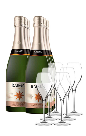 Pack Raimat  Brut Nature (x6) con 6 copas de regalo 