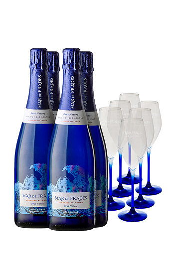 Producto: Mar de Frades Brut Nature con Estuche (x4) y 6 Copas