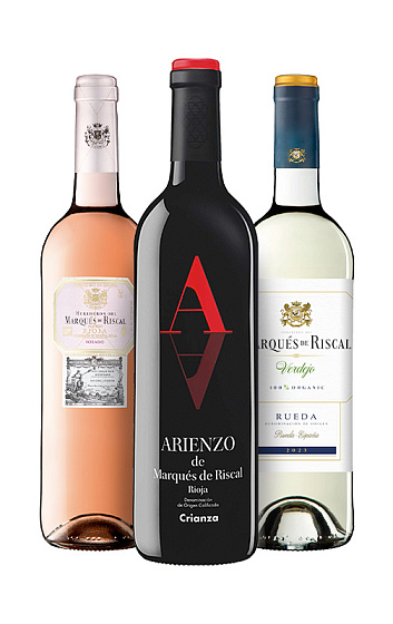 Producto: Pack Arienzo 2019 (x1), Marqués de Riscal Rosado 2023 (x1), Marqués de Riscal Verdejo 2023 (x1)