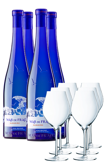 Producto: Mar de Frades Albariño 2025 (x4) con 6 Copas Zéfiro