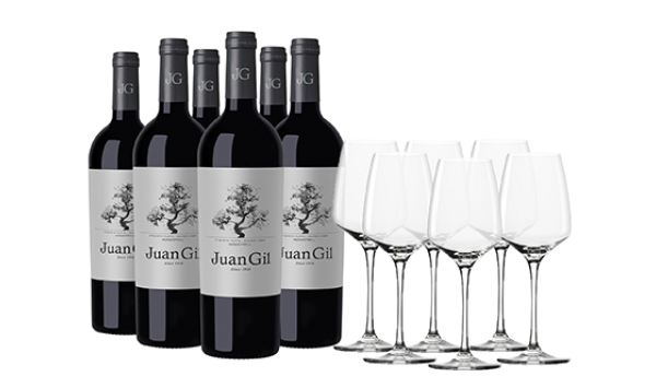 Juan Gil Etiqueta Plata con copas de regalo