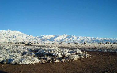 Vistas invernales del viñedo de Clos de los Siete, en Mendoza (Argentina)