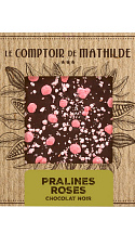 Tableta de chocolate negro y pralines rosés 80 g