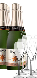 Pack Raimat  Brut Nature (x6) con 6 copas de regalo 